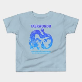 Taekwondo Five Tenets Blue Dragon Artwork Martial Arts Kids T-Shirt